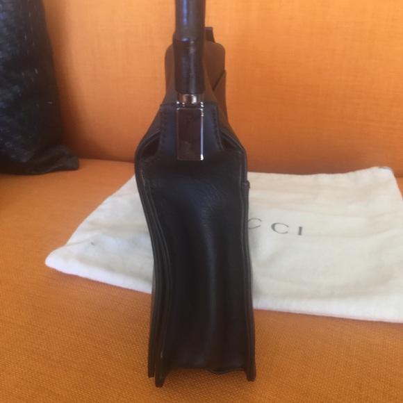 Vintage famous 90s GUCCI BY TOM FORD BLACK Bamboo handle BAGπHP - Picture 6 of 16